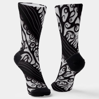 Spooky Black and White Goth Christmas Socks
