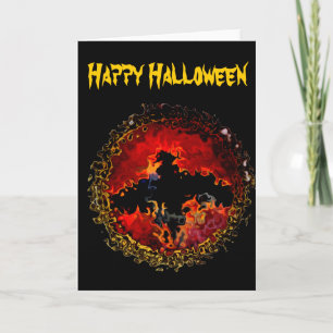 Spooky Black Bat Halloween Card