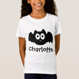 Spooky Black Bat Halloween Personalised Name T-Shirt