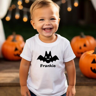 Spooky Black Bat Halloween Personalised Name Toddler T-Shirt