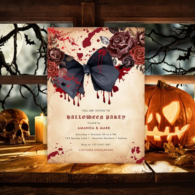 Spooky black bow Halloween Costume Invitation (Creator Uploaded)