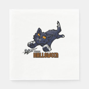 Spooky Black Cat and Mouse Napkin