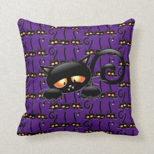 Spooky Black Cat Cushion