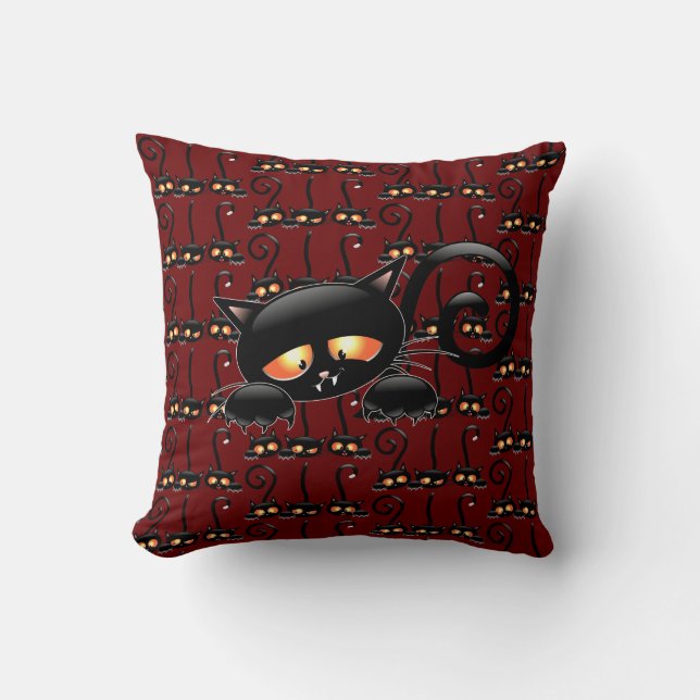 Spooky Black Cat Cushion (Front)