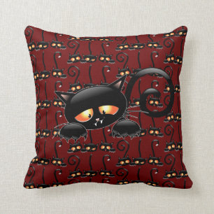 Spooky Black Cat Cushion