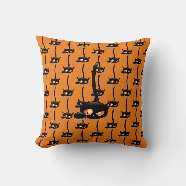 Spooky Black Cat Cushion (Front)