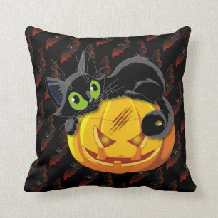 Spooky Black Cat Cushion