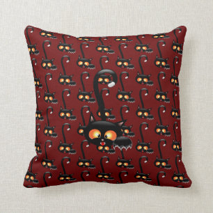 Spooky Black Cat Cushion