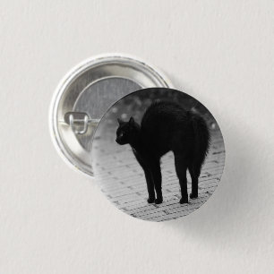 Spooky Black Cat Goth button pin