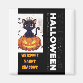 Spooky Black Cat Halloween Design – Haunted Night Magnet