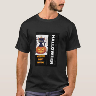 Spooky Black Cat Halloween Design – Haunted Night T-Shirt