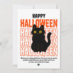 Spooky Black Cat Halloween Holiday Card