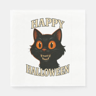 Spooky Black Cat Halloween Party Napkin