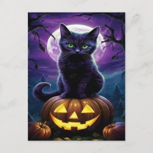 Spooky Black Cat Halloween Wallpaper — 2025 Night! Holiday Postcard