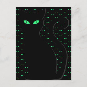 Spooky Black Cat Happy Halloween Postcard