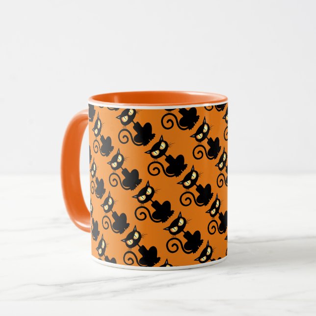 Spooky Black Cat Mug (Front Left)