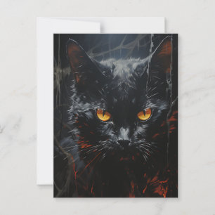 Spooky Black Cat Postcard