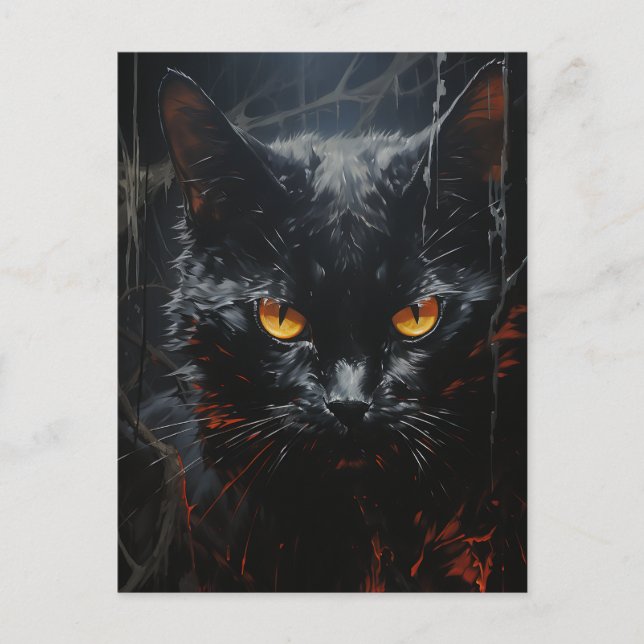 Spooky Black Cat Postcard (Front)