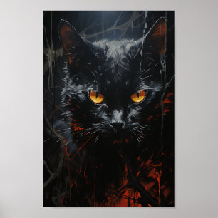Spooky Black Cat Poster