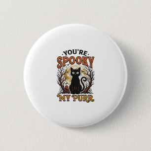 Spooky Black Cat Pun Halloween Vintage Engraving S 6 Cm Round Badge