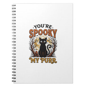 Spooky Black Cat Pun Halloween Vintage Engraving S Notebook