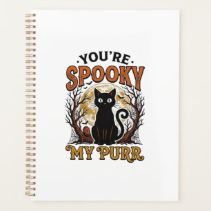 Spooky Black Cat Pun Halloween Vintage Engraving S Planner