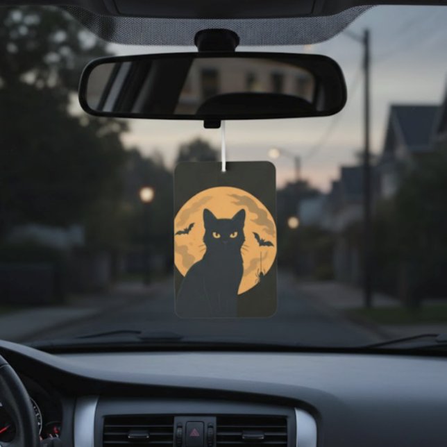 Spooky Black Cat Silhouette Halloween  Car Air Freshener (Creator Uploaded)