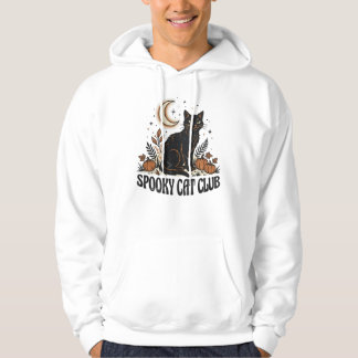 Spooky Black Cat Vintage 70s Autumn Halloween Hoodie