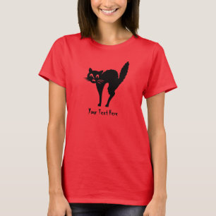 spooky black cat with arched back halloween T-Shirt
