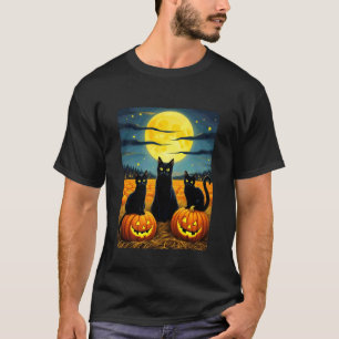 Spooky Black Cats Halloween Night Party Costume T-Shirt