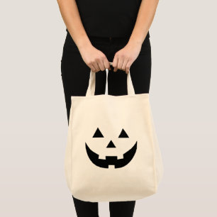 Spooky black Jack o lantern face Halloween candy Tote Bag