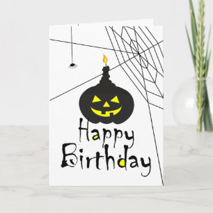 Spooky Black Jack O' Lantern Happy Birthday Card