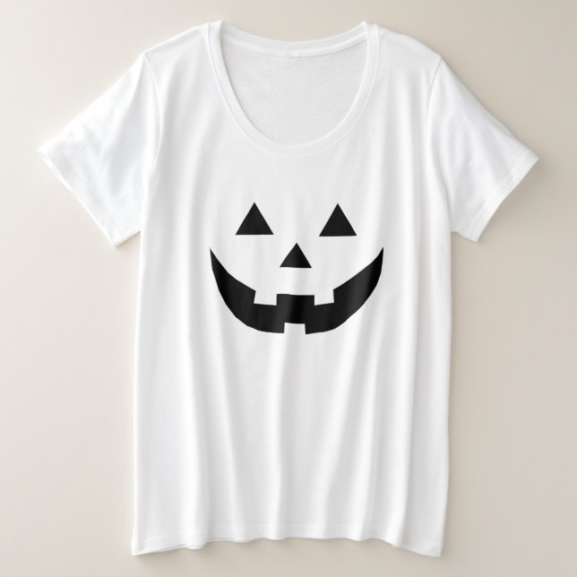 Spooky black Jack o lantern pumpkin fun Halloween Plus Size T-Shirt (Design Front)