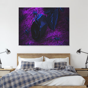 Spooky Black Material Rose, Black Spiders Canvas Print