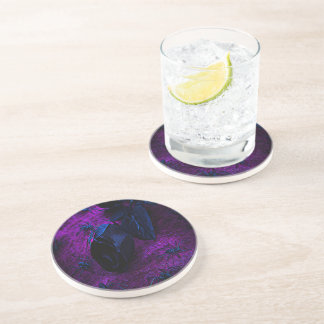 Spooky Black Material Rose, Black Spiders Coaster