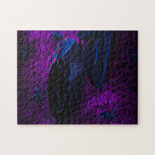 Spooky Black Material Rose, Black Spiders Jigsaw Puzzle