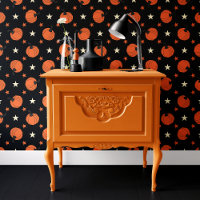Spooky Black & Orange Pumpkin Stars Halloween