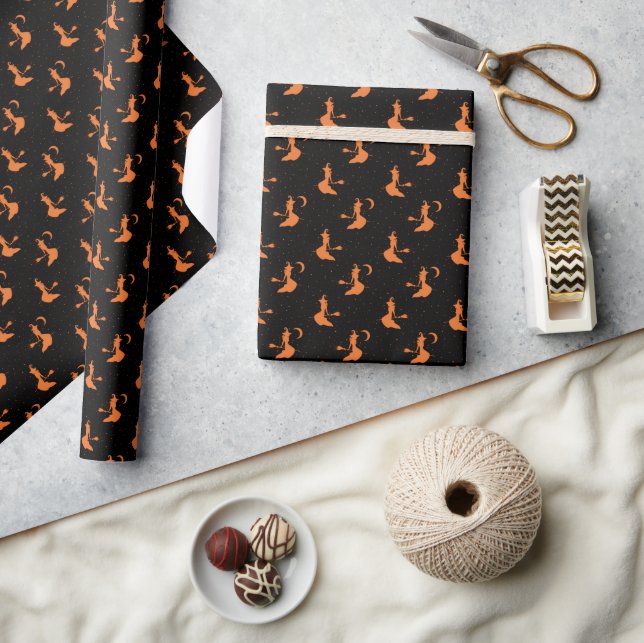 Spooky Black & Orange Witch Wrapping Paper Roll (Crafts)