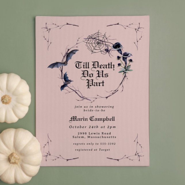 Spooky Black Pink Halloween Bridal Shower Invitation (Creator Uploaded)