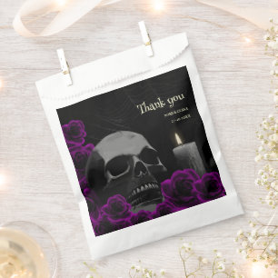 Spooky Black Purple Gothic Skull Roses Halloween Favour Bags