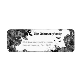 Spooky Black Raven Halloween Return Address Label