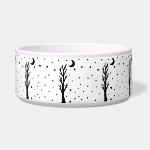 Spooky Black Silhouette Tree Crescent Moon Stars