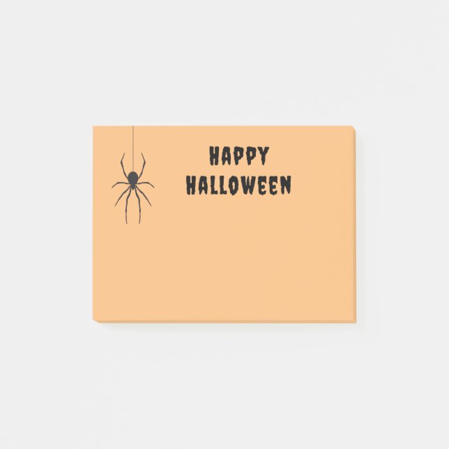 Spooky Black Spider Happy Halloween Note Pad (Front)