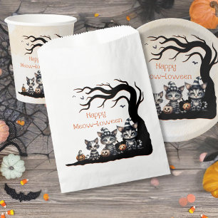 Spooky Black Striped Halloween Ghost Kittens Favour Bags