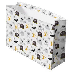 Spooky Black & White Halloween Large Gift Bag
