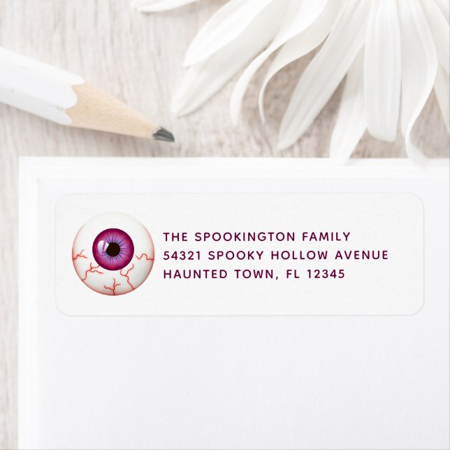 Spooky Bloodshot Eyeball Halloween Return Address (Insitu)