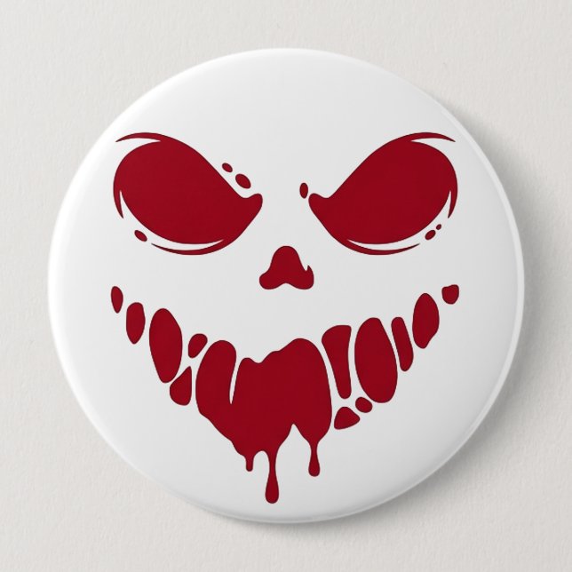 Spooky Bloody Face Button - Halloween Patch Pin (Front)