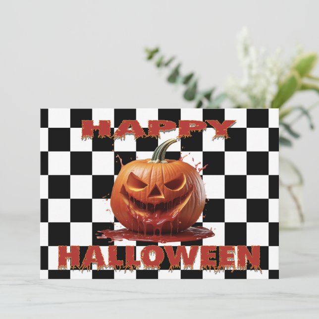 Spooky Bloody Pumpkin Halloween Invitation (Standing Front)