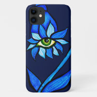 Spooky Blue Eye Flower Monster - Creepy Horror Art