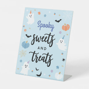 Spooky Blue Ghost Halloween Spooky Sweets & Treats Pedestal Sign